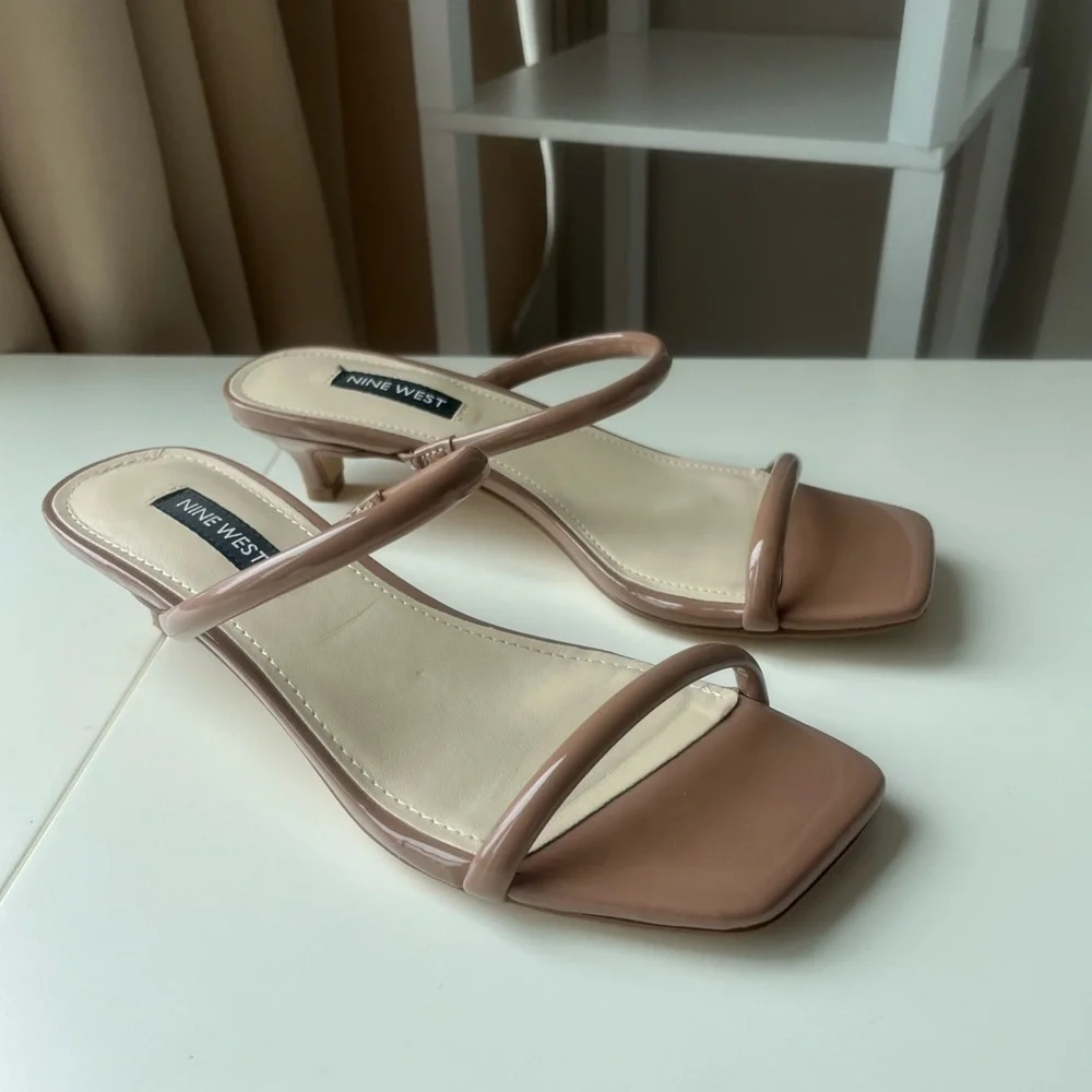 Nine West Noel tan kitten heel Slide Sandals